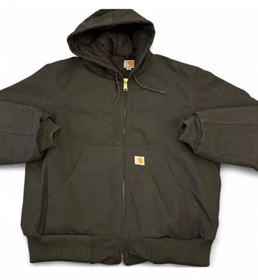 Abrigo con Capucha Carhartt Para Hombres L J140 Negro Lona RN 14806 Hecho en EE. UU. USADO EN EXCELENTE ESTADO Foto 1 de 4