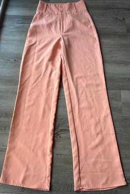Pantalón Palazzo MISSGUIDED Cintura Alta Claro Coral/Melocotón Pierna Ancha S/0 Foto 1 de 4