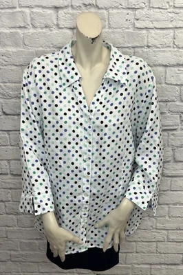 JM COLLECTION TOP MUJER MULTICOLOR ESTAMPADO LUNARES MANGA 3/4 TALLA 2X Foto 1 de 4