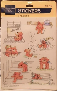 NOS 1989 Ambassador Hallmark Stickers SEALED Friendship Teddy Bears 4 Sheets/Pk - Picture 1 of 1
