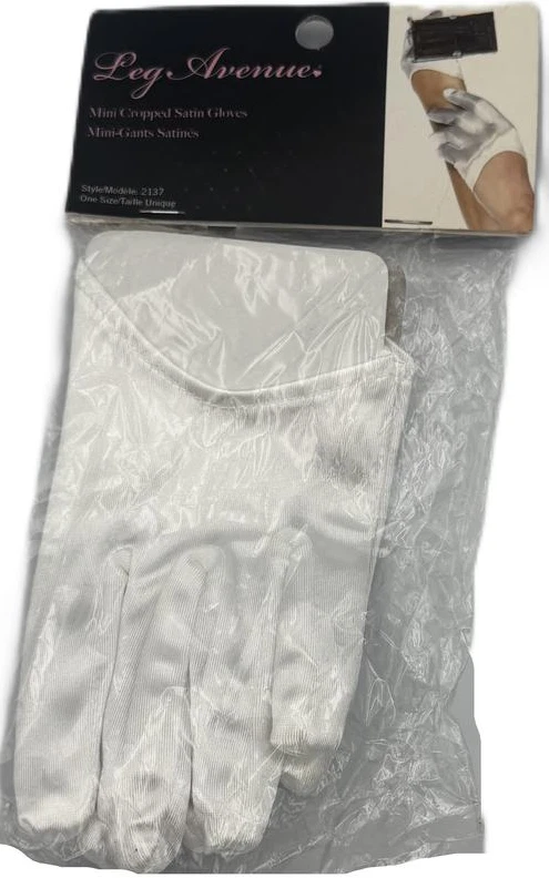 Mini Cropped Satin Gloves - White - One Size Fits Most - Nylon Spandex Blend - Image 1 of 1