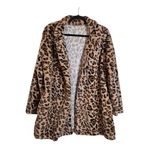 Abrigo de piel sintética con estampado de leopardo para mujer frente abierto grande XL acogedor cálido estampado animal - Imagen 1 de 12