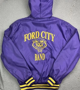 Cappotto vintage Ford City Sabers Band scuola superiore trombone viola giacca taglia large - Foto 1 di 10