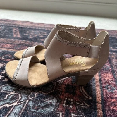 Rieker Bloque Tacón Slip On Tacones Tobillo Elástico Moonstone 36 Cuero Foto 1 de 4