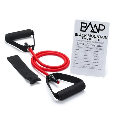 Banda de resistencia roja de 25 libras con manijas de espuma anclaje de puerta y guía 48 pulgadas Foto 1 de 4