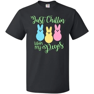 Inktastic Funny Easter Just Chillin' With My Peeps T-Shirt Boodlebug Bunnies Pun - Picture 1 of 8