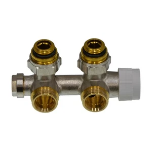 Oventrop Anschlussarmatur Multiblock T, Ein-/Zweirohr, 1/2" AG x 3/4" AG, Eck - Bild 1 von 1