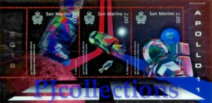 4469-SAN MARINO 2019 APOLLO 11 LINSENBLATT MIT 3 BRIEFMARKEN POSTFRISCH - Bild 1 von 1