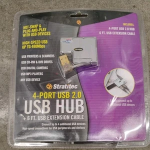 Stratitec 4 Port USB 2.0 Multi HUB & 6 FT USB Extension Cable - Picture 1 of 2