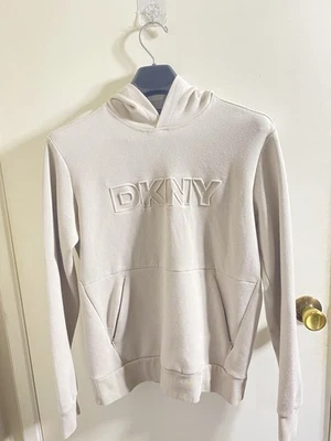 DKNY Sport Women’s Men’s M Sportsweatshirt Hoodie White/Black Logo Dress - Image 1 of 3