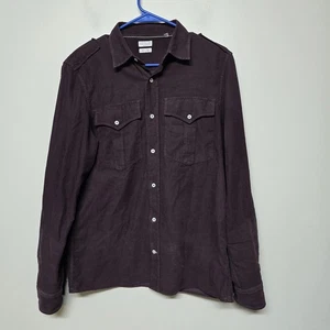 Brunello Cucinelli Leisure Fit Corduroy Shirt Sz Small Plum Italy 100% Cotton - Picture 1 of 12