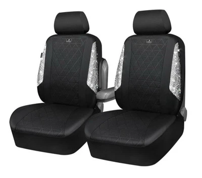 Fundas de asiento CarPass Diamond Bling plateadas para dos asientos delanteros Foto 1 de 4