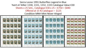 Sierra Leone 1991 Insects Butterflies - Yvert €750 = $840 - Offered at $125 MNH - Picture 1 of 5