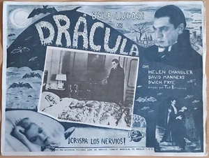 1931 Dracula ORIGINAL Mexican R60s LOBBY CARD Bela Lugosi Horror unique artwork! - Foto 1 di 5
