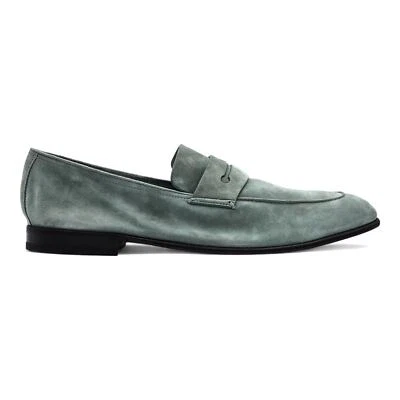 Zegna L'Asola Suede Penny Loafers Green US 10 UK 9 - New $990 - Image 1 of 4