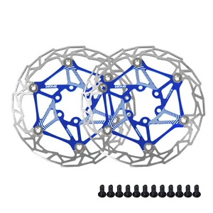 2x DECKAS MTB Floating Disc Brake Rotor 180mm 6-Bolts AL7075 Blue w/ Bolts - Picture 1 of 4