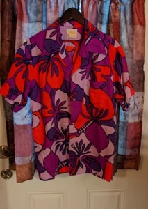 Vintage 60er Jahre Hawaii Paradies Hemd Jahaca Hakusan Design hell geblümt Large - Bild 1 von 6