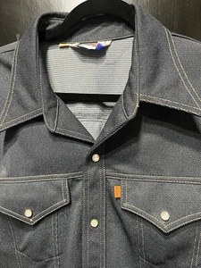 Levi’s Vintage Blue Western Long Sleeve Men’s Shirt Polyester XLL Orange Tab - Picture 1 of 22