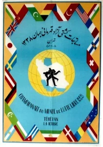 Póster original vintage de WC TEHERÁN IRÁN GLOBO 1959 - Imagen 1 de 1