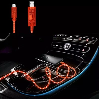 3 Feet Micro USB Cable Charge Sync Orange Light Electroluminescent Pulse V2 x3 - Image 1 of 4