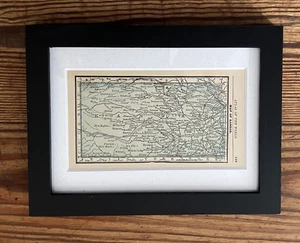 1888 Antique Framed Original Kansas State Map Tiny Kansas Vintage Map - Picture 1 of 2