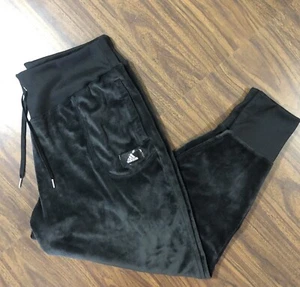 velour ADIDAS Jogginghose Damen XL schwarz Kordelzug High Waist - Bild 1 von 15