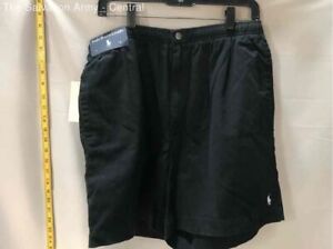 Polo Ralph Lauren Mens Black Pleated Front Slash Pockets Chino Shorts Size XL