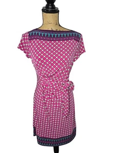 Pink Geometric Print Tie Waist Dress Donna Morgan - Picture 1 of 12