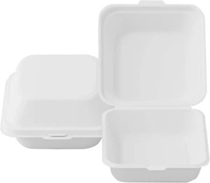 200 x Caja de hamburguesas de comida para llevar bagazo compostable biodegradable de 6"" - Imagen 1 de 6