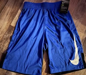 NWT Nike Boys Youth YXL Royal Blue/Black/White Big SWOOSH Training Shorts XL - Picture 1 of 2