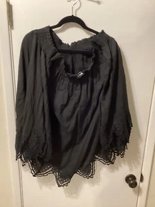 Women "Free People" blk flowing long sleeve top. Size Med. P.O. - Picture 1 of 2