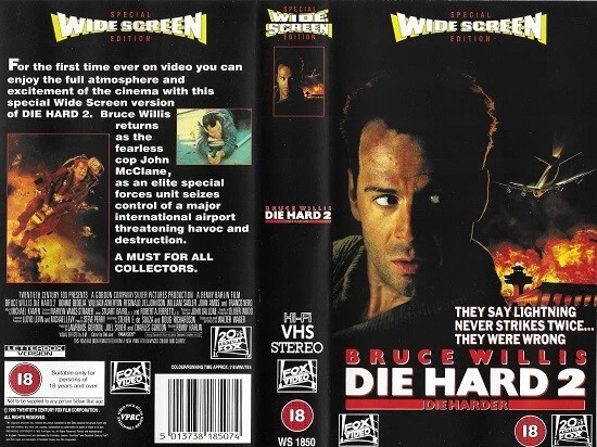 DIE HARD 2: Die Harder (1990) Widescreen FOX Video VHS UK PAL Retail WS 1850 - Image 1 of 1