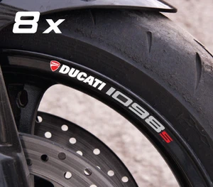 8 x Ducati 1098s calcomanías de ruedas pegatinas llanta rayas juego nuevo laminado! 1098 S - Imagen 1 de 2