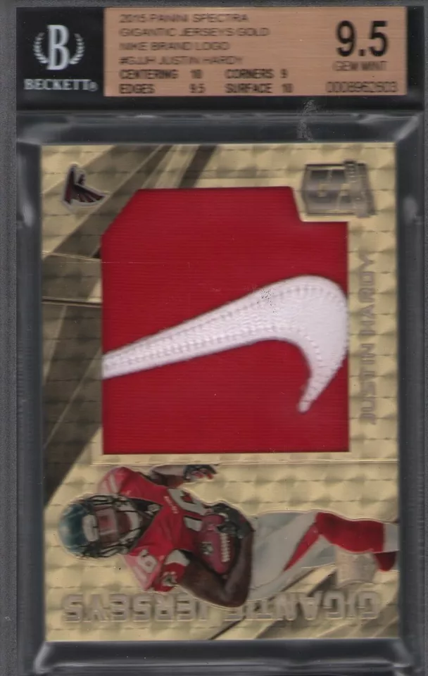 2015 Spectra Rookie Patch #192 Justin Hardy RC Auto Patch 1/1 BGS 9.5 Nike - Image 1 of 1