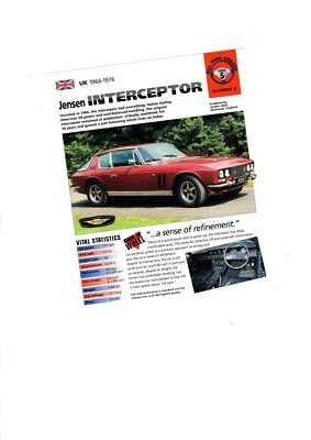 HOJA DE ESPECIFICACIONES JENSEN INTERCEPTOR/FOLLETO/CATÁLOGO: 1968, Foto 1 de 3