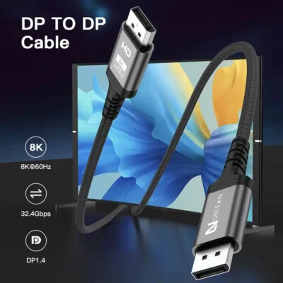 Uniean 3m DisplayPort v1.4 8k Male to Male braided cables 8k@60hz 3 meter - Image 1 of 3