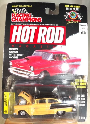 1997 Racing Champions #54 Hot Rod Magazine '55 CHEVY Tan/Black w/Rubber Tires - Image 1 of 4