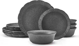 Pfaltzgraff 12Piece HighqualityStoneware Dinnerware Set Gray Glaze UNIQUE FINISH - Picture 1 of 8