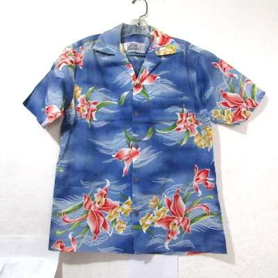 Camisa Hilo Hattie 100% Algodón Para Hombre S Azul Floral Orquídea 41 Pecho Foto 1 de 4