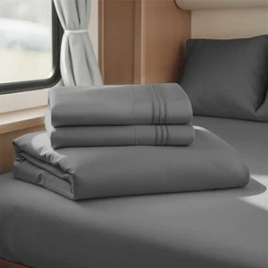 NESTL QUEEN SIZE 4 PIECE BED SHEET SET {DARK GREY},1FT,1FS,2SPC - Picture 1 of 5