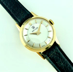 Orologio donna REVUE Oro 18 Kt 750 Vintage 20 mm Lady Meccanico Funzionante - Imagen 1 de 7