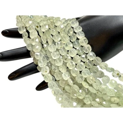Prehnite Natural Gemstone Faceted Cushion Beads, Size 6mm Yoga Healing Real - Image 1 of 4