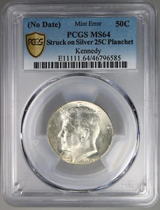 ND - 1964 KENNEDY HALF DOLLAR * STRUCK ON SILVER QUARTER PLANCHET ~ PCGS MS-64 - Picture 1 of 4