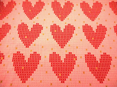 Valentine Fabric By Yard SALE Red Hearts Metallic Gold X on Pink Cotton #PC - Image 1 of 2