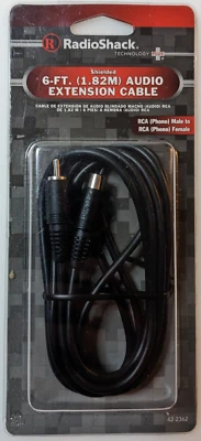 6' Audio Extension Cable RCA Male -to- RCA Female *Radioshack 42-2362* - Image 1 of 3