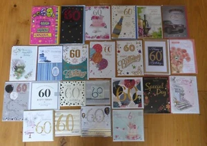 Age 60 /60th Birthday Card - Male & Female - Various Designs - Selection 1 - Picture 1 of 42