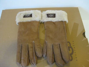 UGG TURN CUFF WOMEN GLOVES CHESTNUT SUEDE SIZE M - Picture 1 of 2
