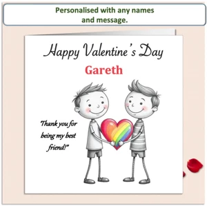 Biglietto San Valentino Uomo Personalizzato 'Mollie and Doodle' LGBTQ+ - Cuore Arcobaleno - Foto 1 di 5