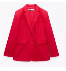 ZARA NEW WOMAN STRAIGHT CUT POCKET BLAZER 8490/460 FUCHSIA Size L - Picture 1 of 7
