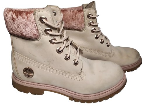 Stivali in pelle impermeabili Timberland da donna rosa chiaro 6 5